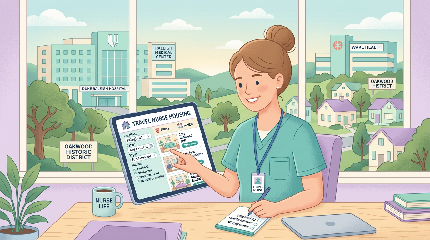How to Book Travel Nurse Housing Near Hospitals in Raleigh