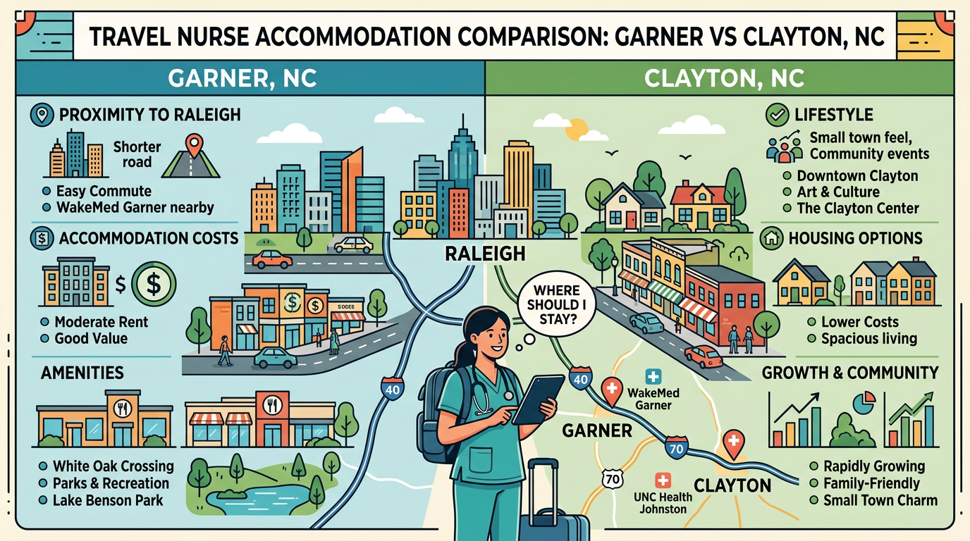 Travel Nurse Accommodation Options in Garner and Clayton