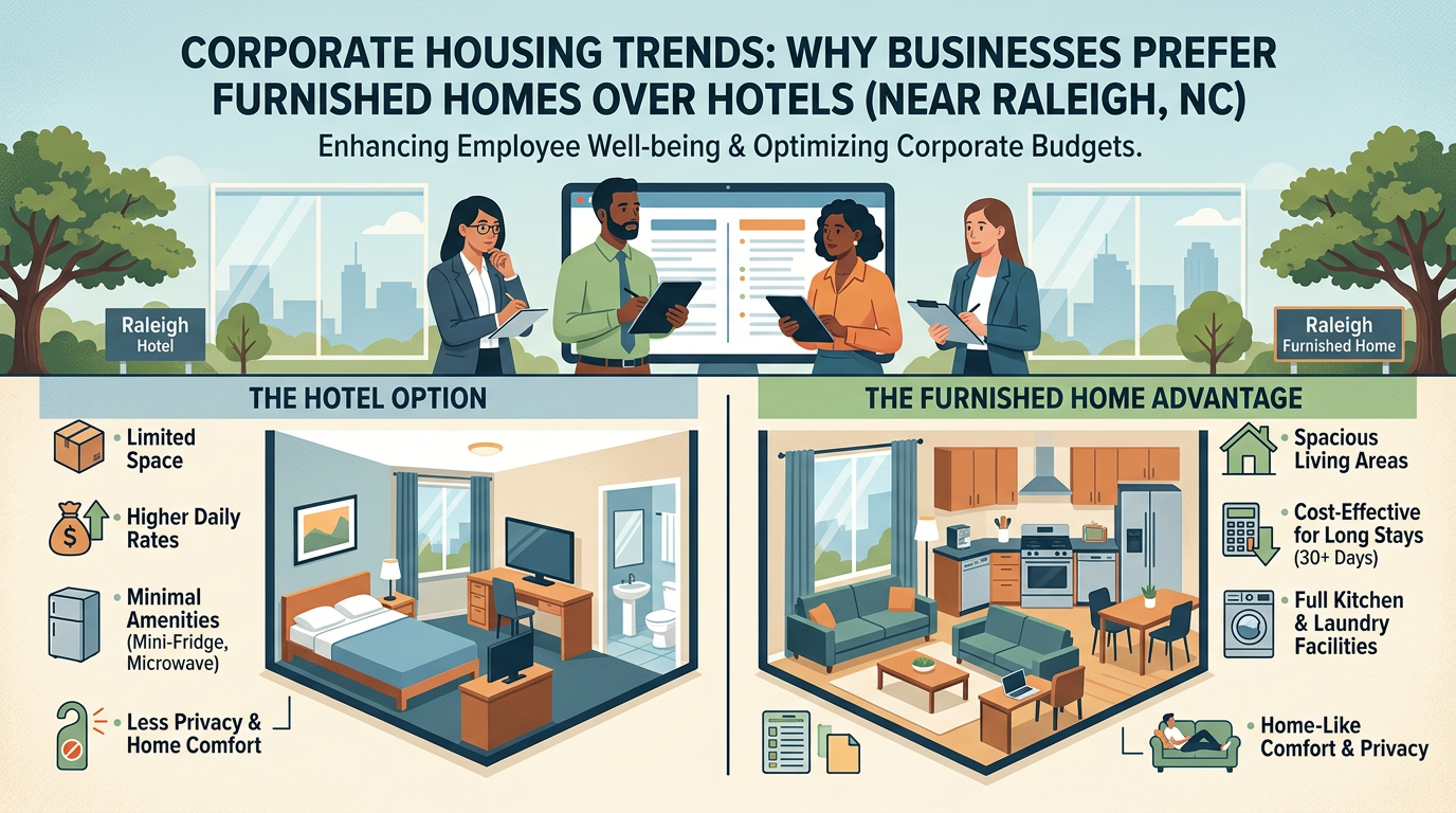 Why Businesses Prefer Furnished Homes Near Raleigh