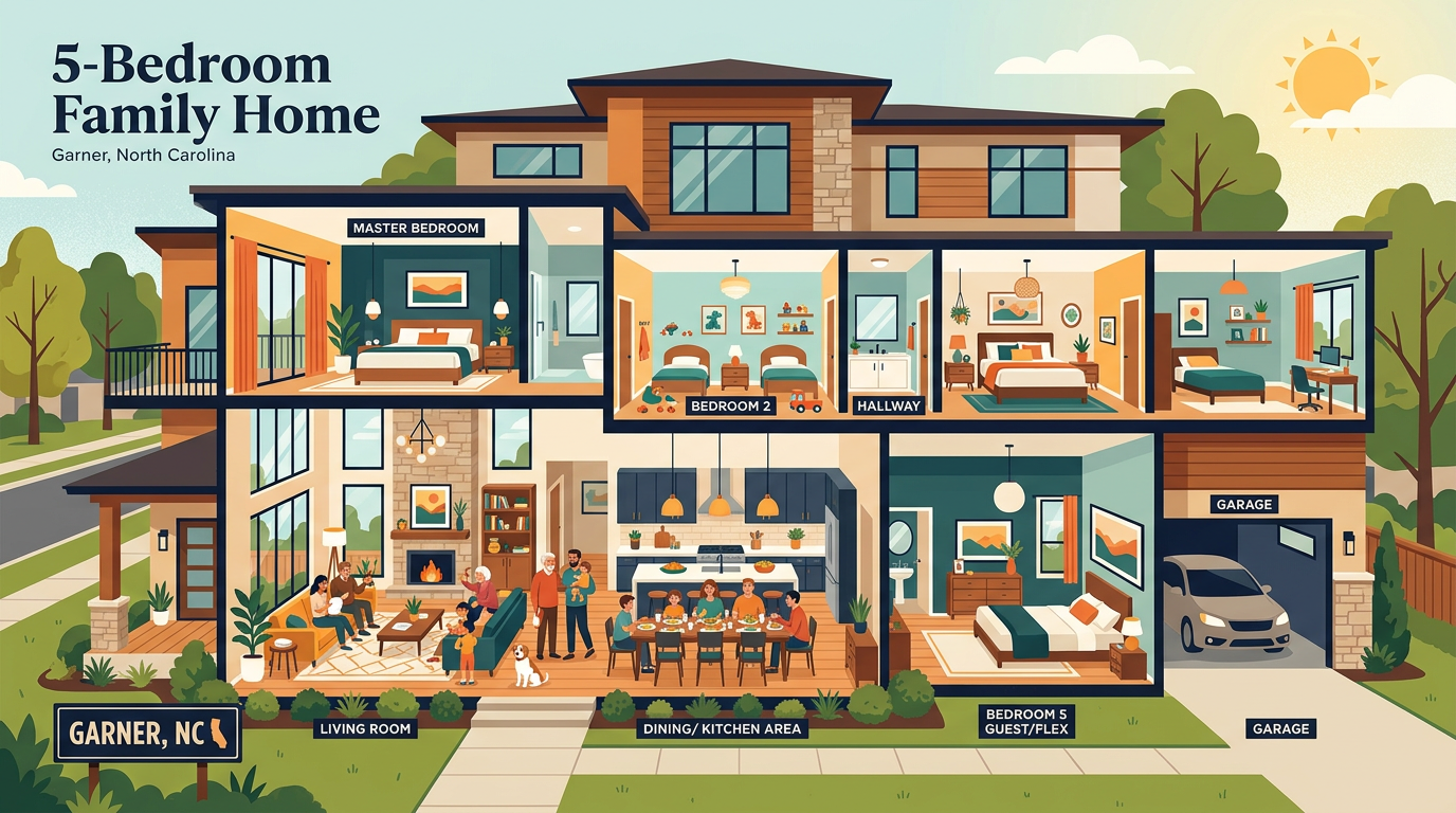 Why Choose a 5‑Bedroom Home in Garner for Your Stay